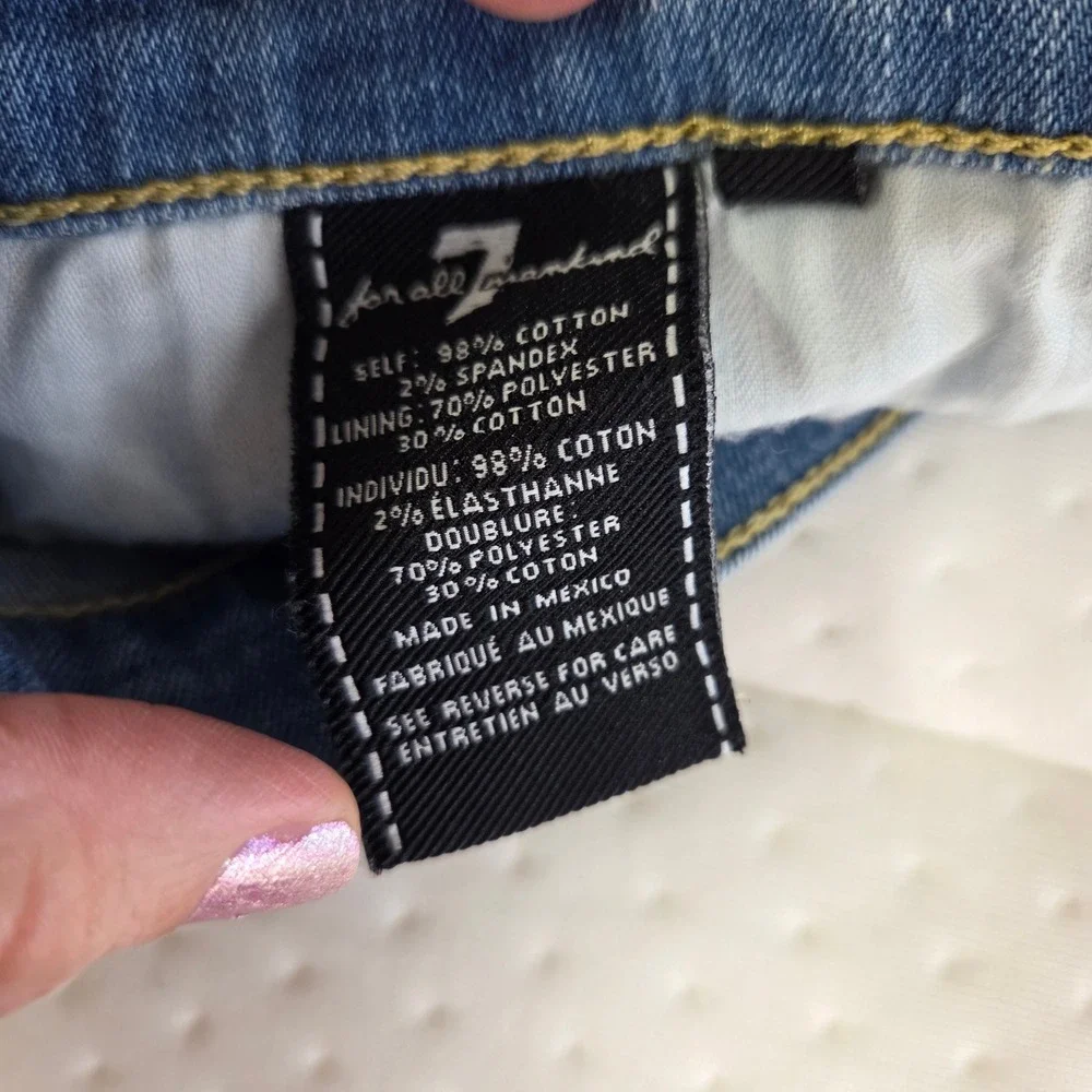 3 / $30 7 For All Mankind Cutoff Denim Shorts Size‎ 27 Blue Frayed Hem - Picture 5 of 8